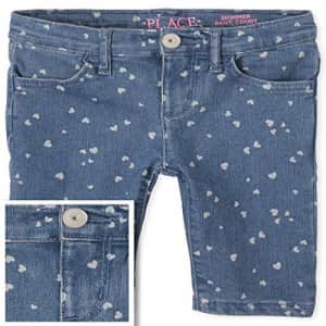 The Children's Place Girls' Denim Skimmer Shorts, White, 4 for $14
