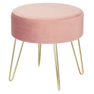 mDesign Round Padded Ottoman Footstool with Metal Hairpin Legs - Small Stool and Chair Pouf for $45