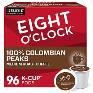 Eight O'Clock Coffee Colombian Peaks Single-Serve Keurig K-Cup Pods, Medium Roast Coffee Pods, 96 for $53