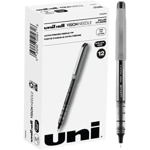 uni-ball Vision Needle Rollerball 0.7mm Fine Point Pen 12-Pack for $8.45 w/ Sub & Save