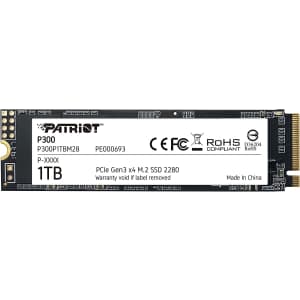 Patriot 1TB P300 M.2 NVMe PCIe Gen 3 x4 Solid State Drive SSD for $46