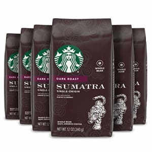 Starbucks Dark Roast Whole Bean Coffee Sumatra 100% Arabica 6 bags (12 oz. each) for $60