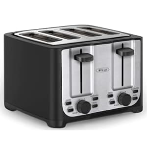 BELLA 4 Slice Toaster with Auto Shut Off - Extra Wide Slots & Removable Crumb Tray and Cancel, for $30 BELLA 4 Slice Toaster with Auto Shut Off - Extra Wide Slots & Removable Crumb Tray and Cancel, for $30