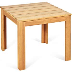Giantex Side Table Outdoor Acacia Wood W/Oil Finished, Square and Large Weight Capacity for Patio for $50