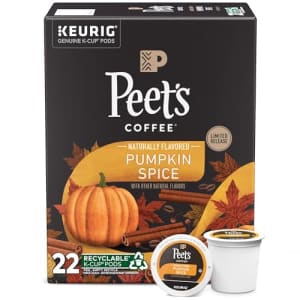 Peet's Coffee, Flavored Coffee K-Cup Pods for Keurig Brewers - Pumpkin Spice, 22 Count (1 Box of 22 for $17