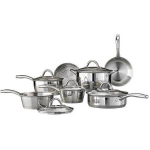 Tramontina 80154/522 Gourmet Stainless Steel Tri-Ply Base Cookware Set, 12 Piece, Made in Brazil for $200
