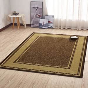 Ottomanson Collection Bordered Ottohome Rug, 3'3" x 5', Chocolate Brown, 5 Feet for $24