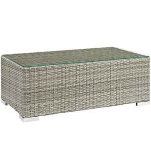 Modway Repose Wicker Rattan Glass Outdoor Patio Coffee Table in Light Gray for $155