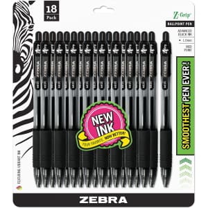 Zebra Pen Z-Grip Retractable Ballpoint Pen 18-Pack for $5 Zebra Pen Z-Grip Retractable Ballpoint Pen 18-Pack for $5