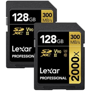 Lexar Professional 2000x 128GB SDXC UHS-II Memory Card, 2-Pack for $228