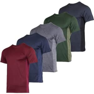 Real Essentials Men's Moisture-Wicking T-Shirt 5-Pack for $30