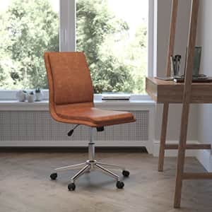 Flash Furniture Leather Task Office Chair, 24.5" Dx19.25 Wx40.25-36.25" H, Brown for $152 Flash Furniture Leather Task Office Chair, 24.5" Dx19.25 Wx40.25-36.25" H, Brown for $152