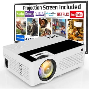 TMY 720p Mini Projector with 100" Projector Screen for $80