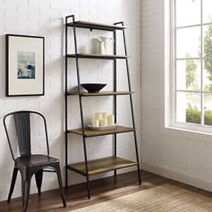 Walker Edison Furniture Company Industrial Metal and Wood Ladder Bookcase Tall Bookshelf Home for $124