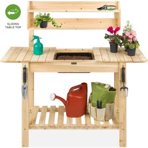 Best Choice Products Potting Bench w/ Sliding Tabletop for $110