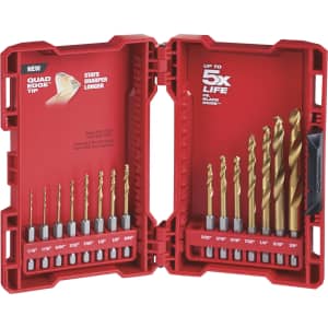 Milwaukee Shockwave Red Helix Impact Duty Titanium 15-Piece Drill Bit Set for $15 in cart