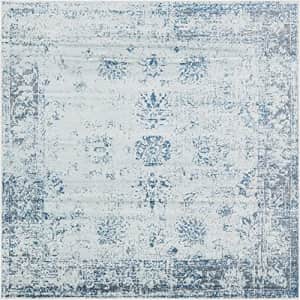 Unique Loom Sofia Collection Traditional Vintage Light Blue Square Rug (8' 0 x 8' 0) for $80