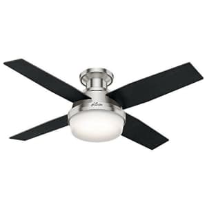 Hunter Fan Hunter Dempsey Indoor Low Profile Ceiling Fan with LED Light and Remote Control, 44", Brushed Nickel for $177