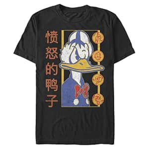 Disney Men's Characters Angry Duck T-Shirt, Black, X-Large for $21