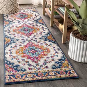 JONATHAN Y BMF106A-210 Bohemian Flair Boho Vintage Medallion Indoor Area-Rug Floral Easy-Cleaning for $25