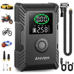 Anvom Portable Tire Inflator with Pressure Gauge for $18 Anvom Portable Tire Inflator with Pressure Gauge for $18