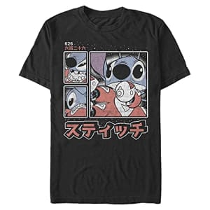 Disney Men's Lilo & Stitch Stitch Kanji T-Shirt, Black, XX-Large for $16