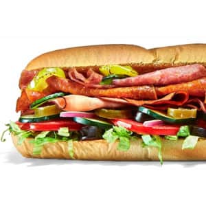 Subway Footlong. Good only at participating restaurants, coupon code "BOGOFTL" bags a free footlong sandwich when you purchase another one.