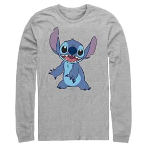 Disney Big & Tall Men's Lilo & Stitch Basic Stitch Tops Long Sleeve Tee Shirt, Athletic Heather, for $9