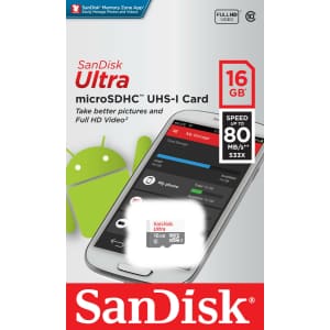 SanDisk Ultra Micro SDHC Class 10 16GB Memory Card for $6
