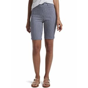 HUE Women's Ultra Soft High Waist Bermuda Shorts, Indigo Stripe, Small for $34 HUE Women's Ultra Soft High Waist Bermuda Shorts, Indigo Stripe, Small for $34