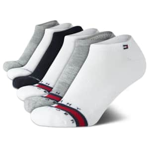 Tommy Hilfiger Women's Socks - Lightweight No Show Socks (6 Pack), Size 4-10, Blue/White/Grey for $15