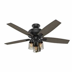 Hunter Bennett Indoor Ceiling Fan with LED Light and Remote Control, 52", Matte Black for $264