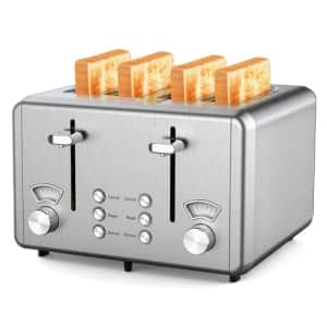 WHALL Toaster Stainless Steel, 6 Bread Shade Settings, Defrost/Bagel/Cancel Function, 1.5in Wide for $40