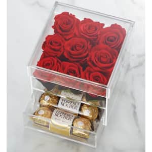 9 Magnificent Roses Preserved w/ Ferrero Rocher 12-Count for $84