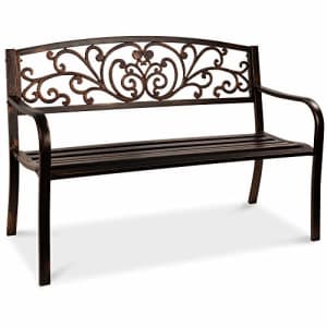 Best Choice Products 50in Steel Garden Bench for Outdoor, Park, Yard, Patio Furniture Chair for $100