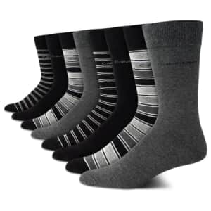 Calvin Klein Men's Dress Socks - Lightweight Cotton Blend Crew Socks (8 Pack), Size 7-12, Black for $17
