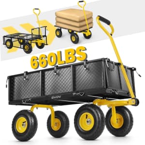GVDV Heavy Duty Steel Garden Cart w/ Liner for $70