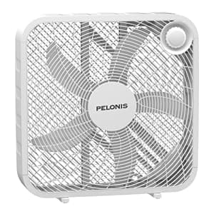 PELONIS PFB50A2BWW 3-Speed Box Fan for Full-Force Circulation with Air Conditioner, White, 2020 New for $42