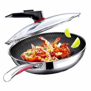 12.6" NonStick Stainless Steel Wok Pan with Lid for $60 12.6" NonStick Stainless Steel Wok Pan with Lid for $60