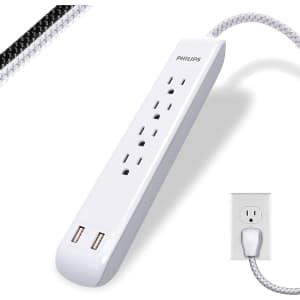 Philips 4-Outlet 2-Port Surge Protector Power Strip for $18