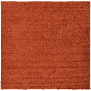 Unique Loom Solid Shag Collection Area Rug (8' Square, Terracotta) for $151