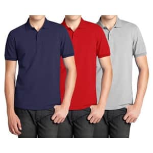 Men's Short-Sleeve Pique Polo Shirts 3-Pack for $20
