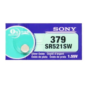 Sony 379 (SR521SW) 1.55V Silver Oxide 0%Hg Mercury Free Watch Battery (20 Batteries) for $10