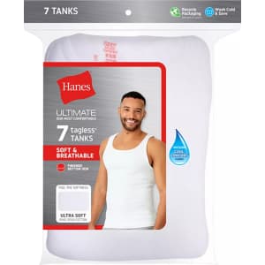 Hanes Men's Ultimate ComfortSoft Moisture-Wicking Cotton Tanks 7-Pack for $26