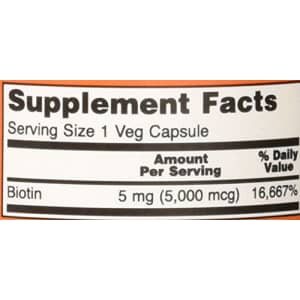 Now Foods Biotin 5 MG Vegetarian Capsules, 120 Count for $13