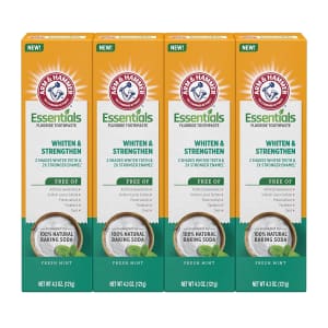 Arm & Hammer Essentials Whiten & Strengthen Fluoride Toothpaste 4-Pack for $11 via Sub & Save