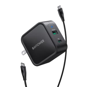 RAVPower iPhone12 PD Pioneer 65W GaN Tech USB C Wall Charger for $14