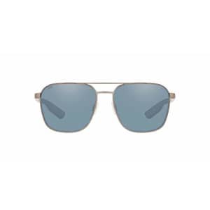 Costa Del Mar Men's Wader Rectangular Sunglasses, Brushed Gunmetal/Grey Silver Mirrored Polarized for $234