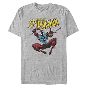 Marvel Men's Universe Web of Spiderman T-Shirt, Athletic Heather, Small for $18