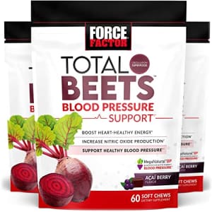Force Factor Total Beets Blood Pressure Support Supplement, 3-Pack, Beets Supplements with Beets Powder, for $43